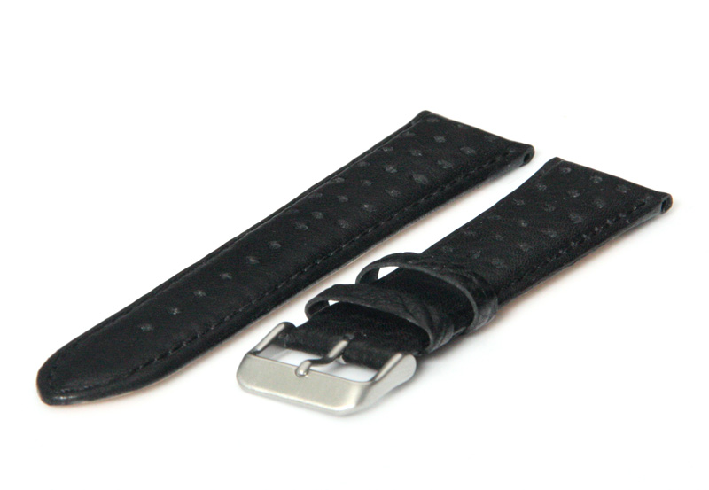 Watchstrap 22mm black leather