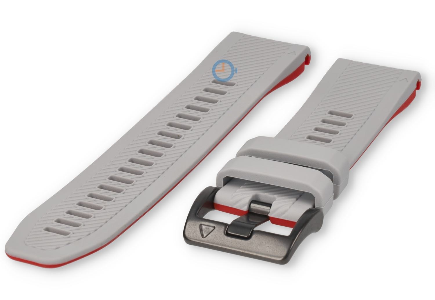Garmin Fenix 7 soft silicone strap - grey/red - 22mm
