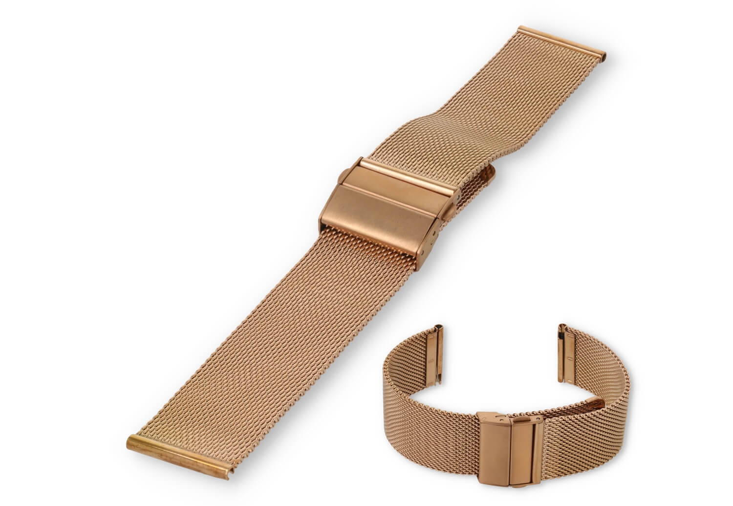 Mesh watch strap 20mm roségold - Adjustable security clasp