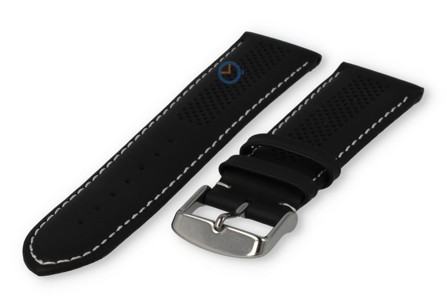 24mm hybrid strap - black with white