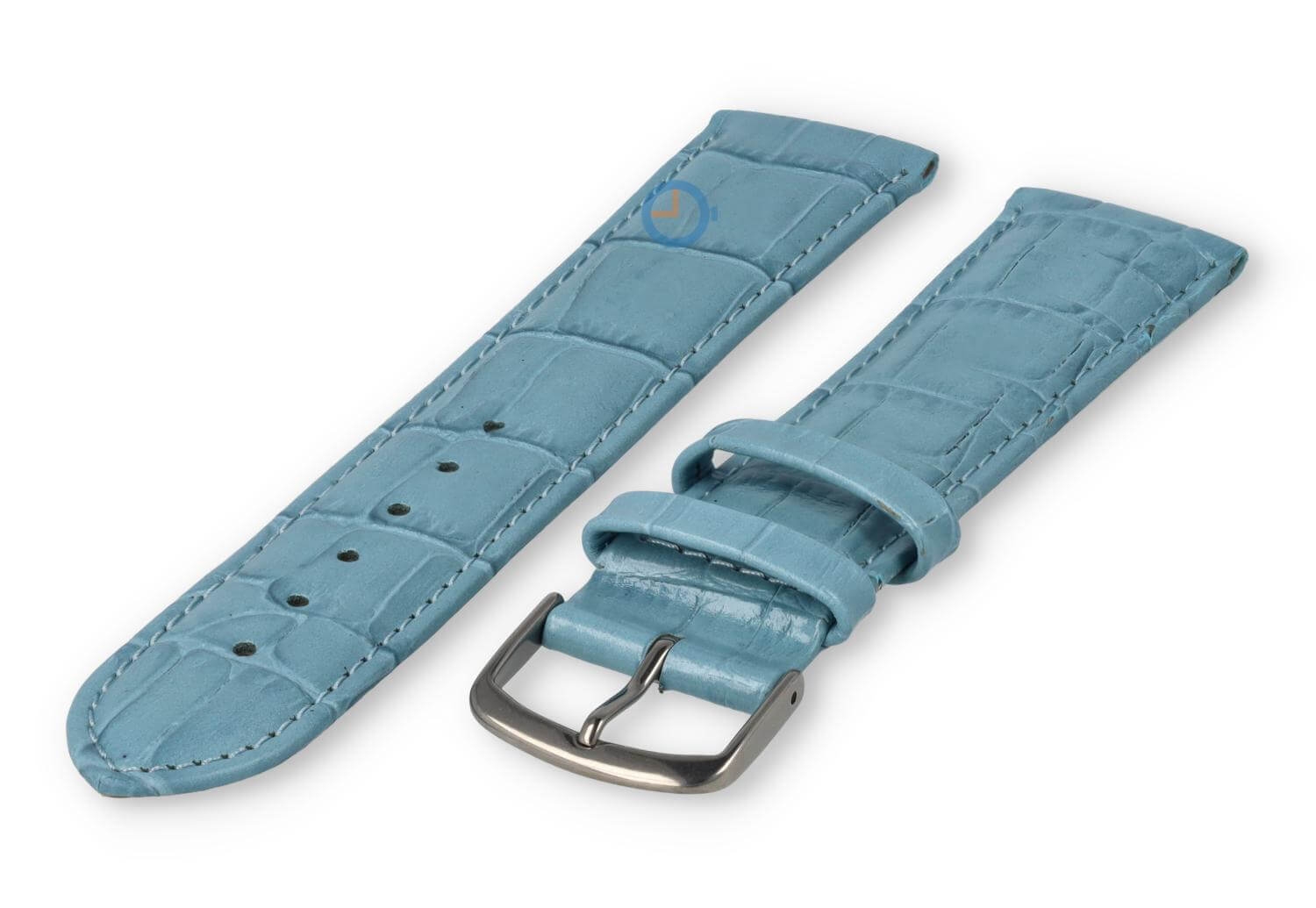 Extra-long crocoleather strap  - 20mm - ice blue