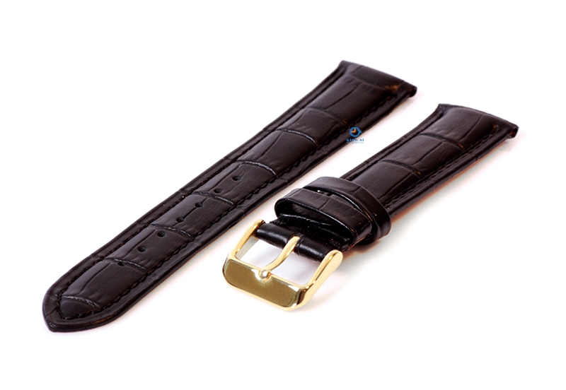 Luxury Tommy Hilfiger strap black leather - gold - 18mm
