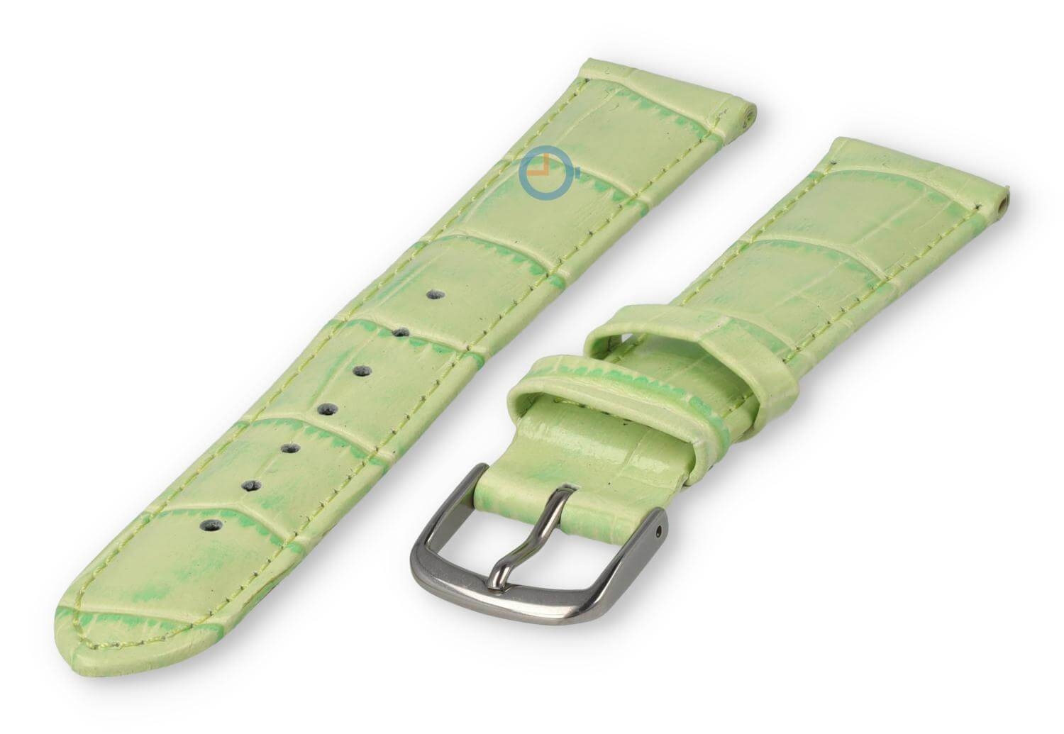 croc-print leather strap - 18mm - apple green