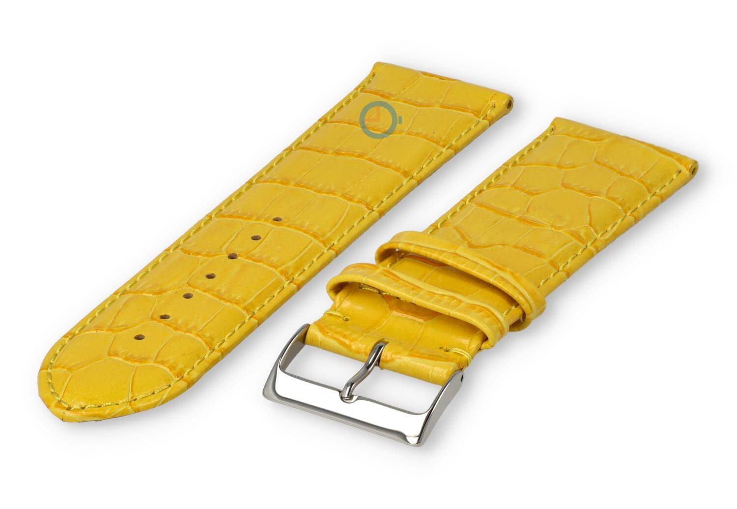 Calfskin XL strap with croco embossing - 28mm - yellow