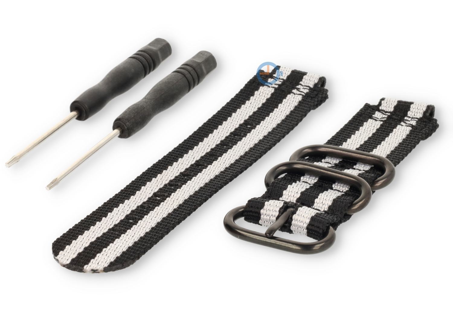 Universal watch strap for Garmin Forerunner 735XT - 22mm black/grey nylon