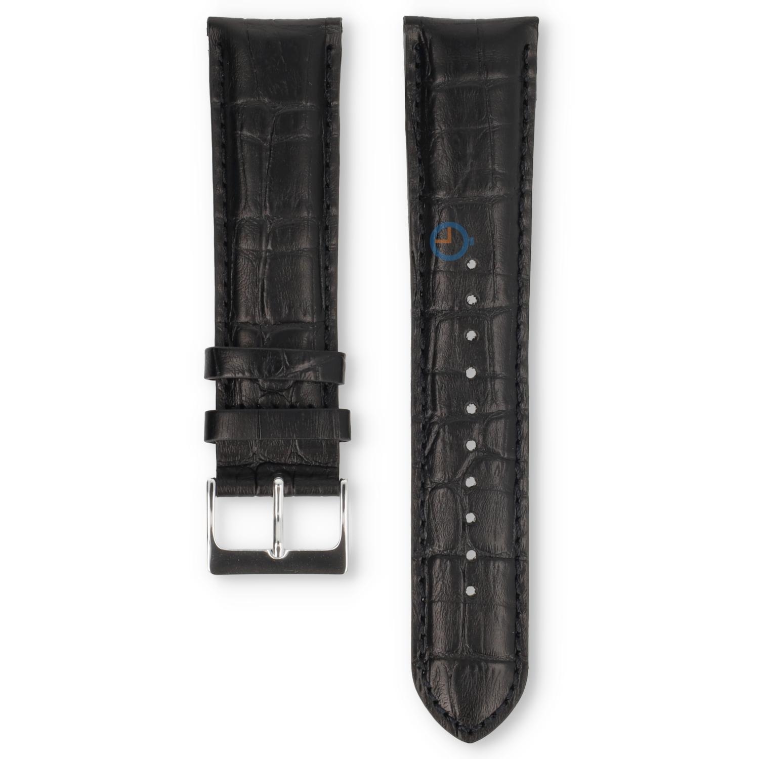 Universal 22mm black leather watch strap - Pulsar
