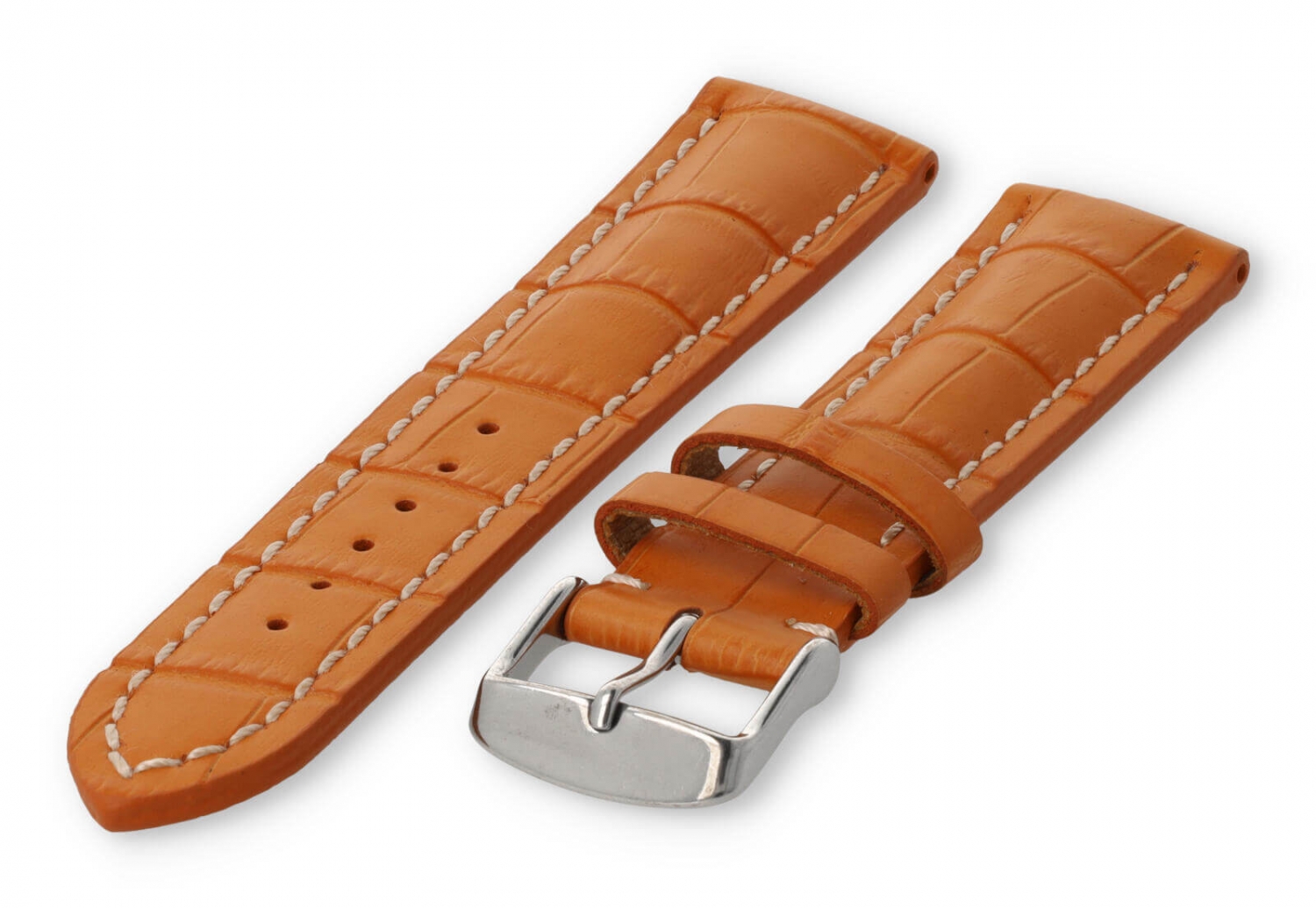 Watch band with crocoprint 20mm orange leather