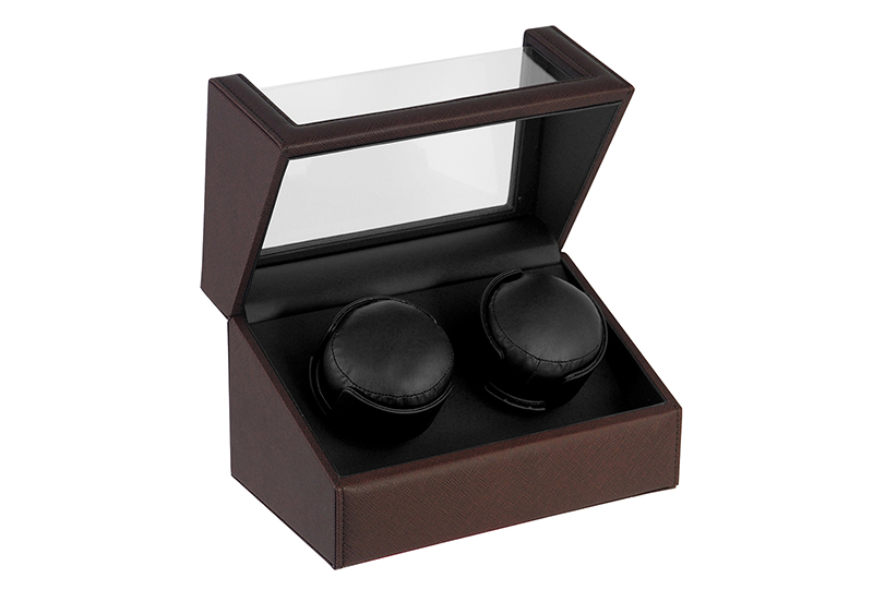 Darkbrown leather watchwinder 2 watches