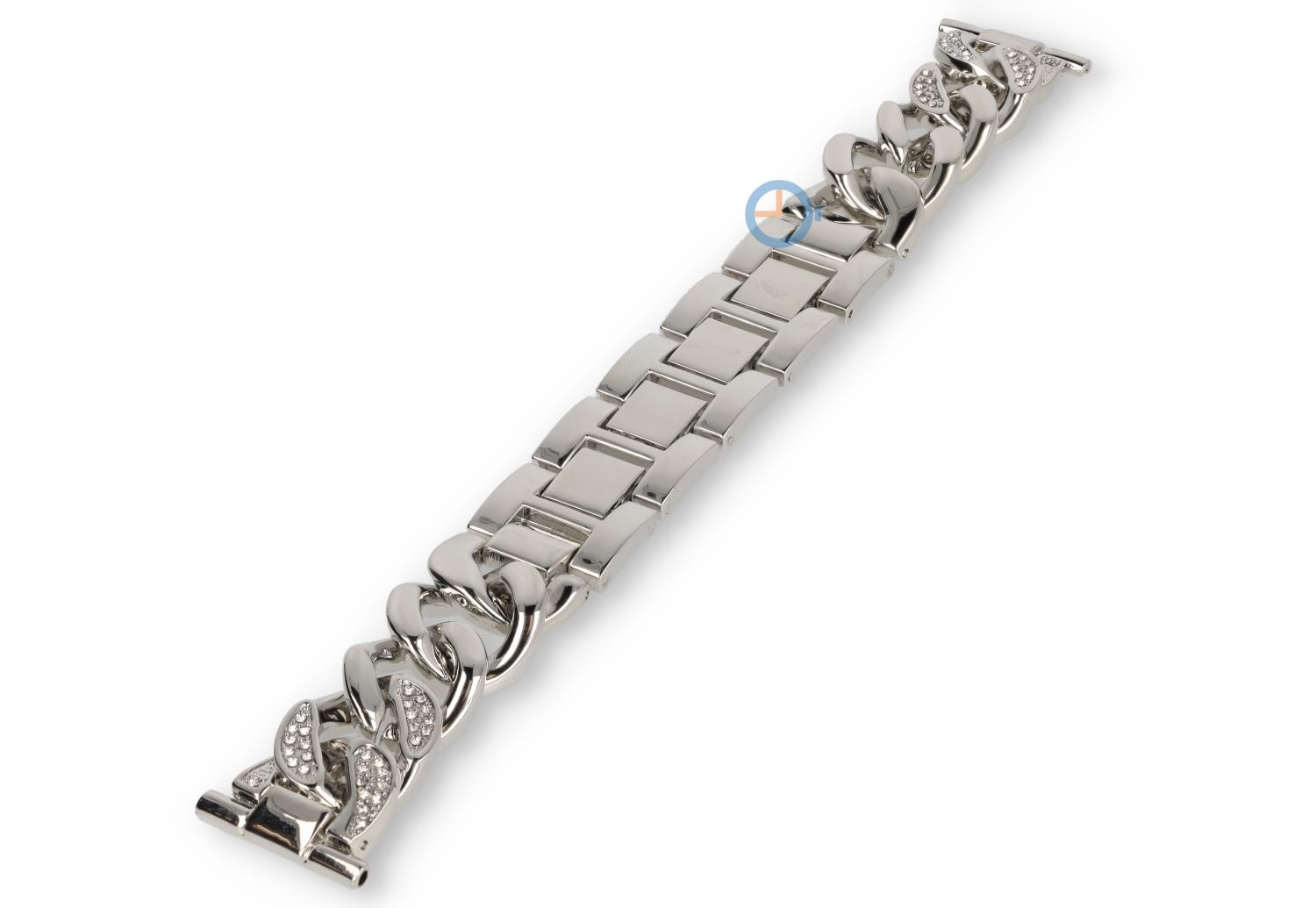 22mm steel watch strap curb-link - silver