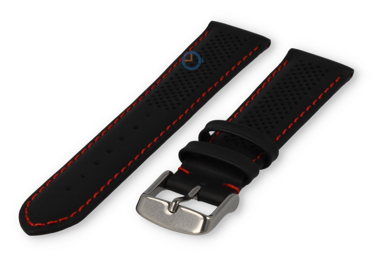 18mm hybrid strap - black with red