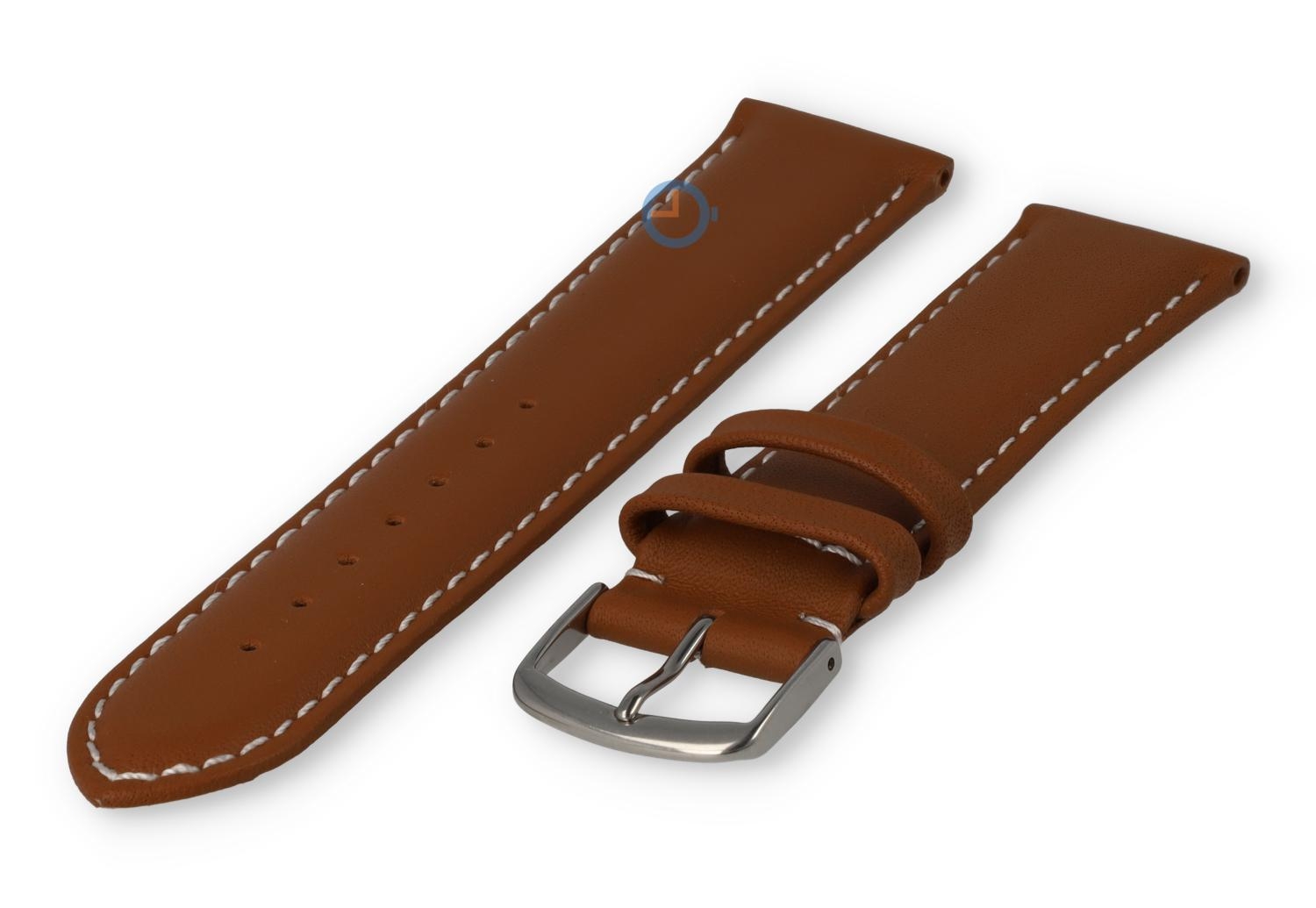 Odd-size leather watch strap - 21mm - cognacbrown