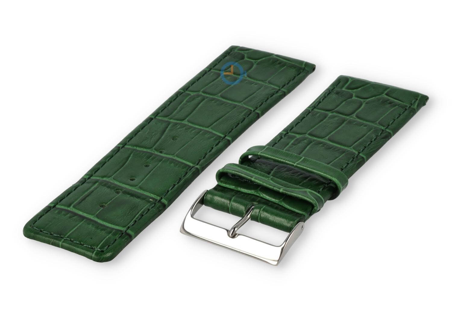 Calfskin strap with croco-relief - 28mm - hunting green
