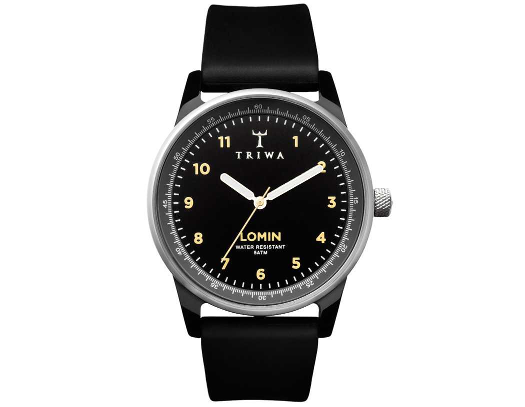 Watchstrap black rubber 20mm