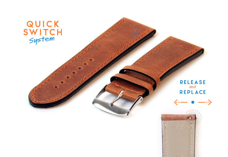 Watchstrap 22mm brown leather
