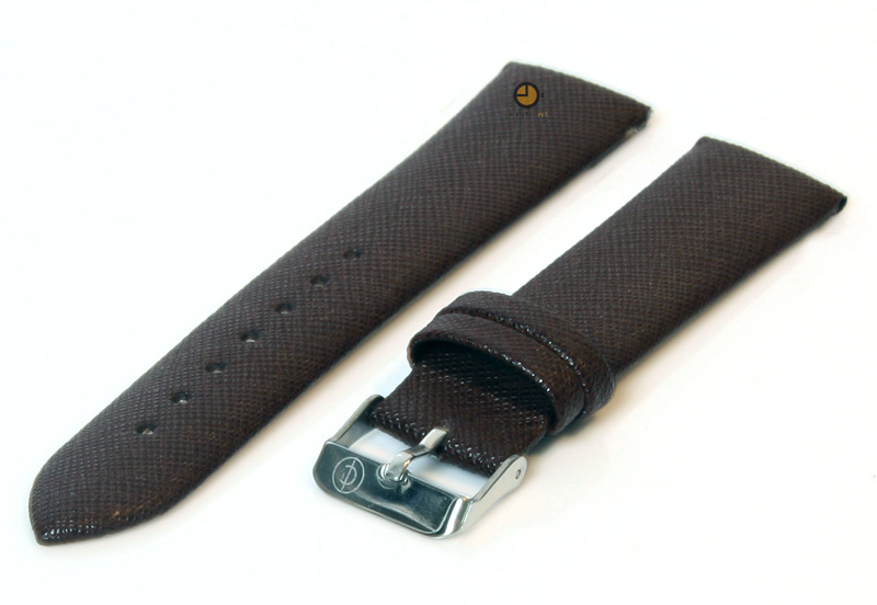 Watchstrap 18mm darkbrown leather canvas