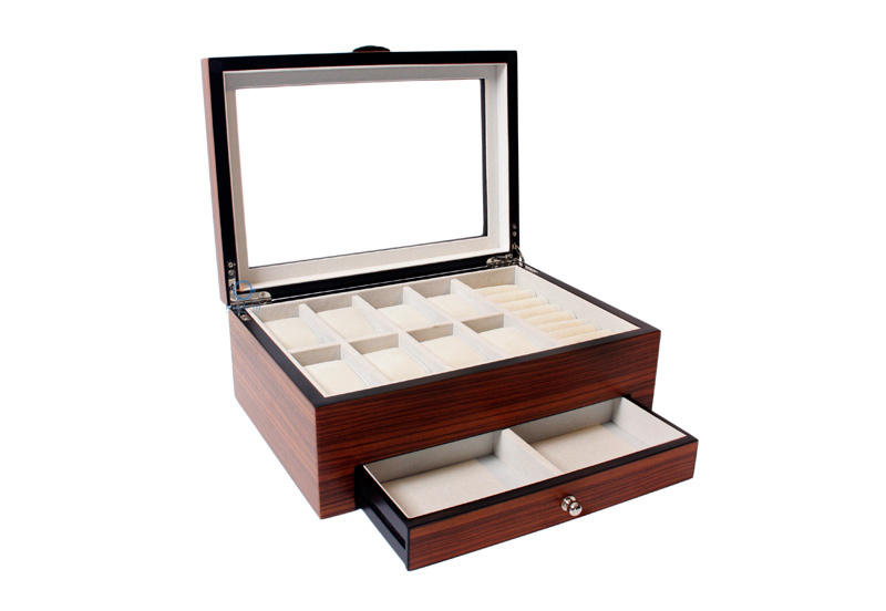 Watch- and jewellerybox wood 8 watches (zebra)
