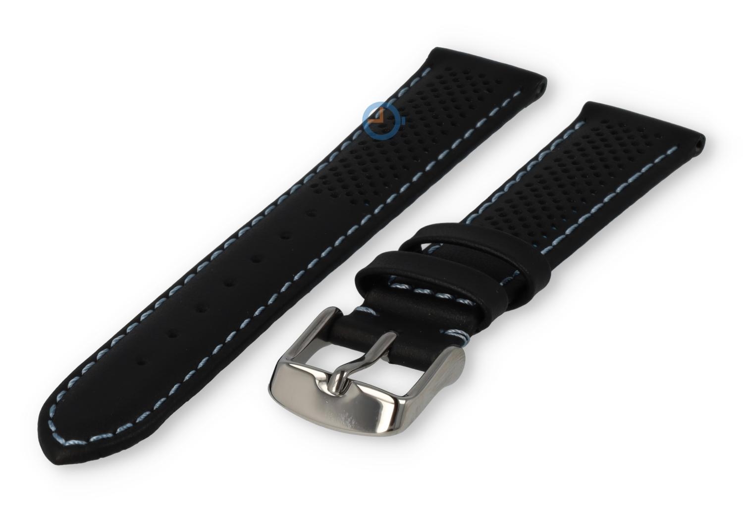 18mm hybrid strap - black with blue