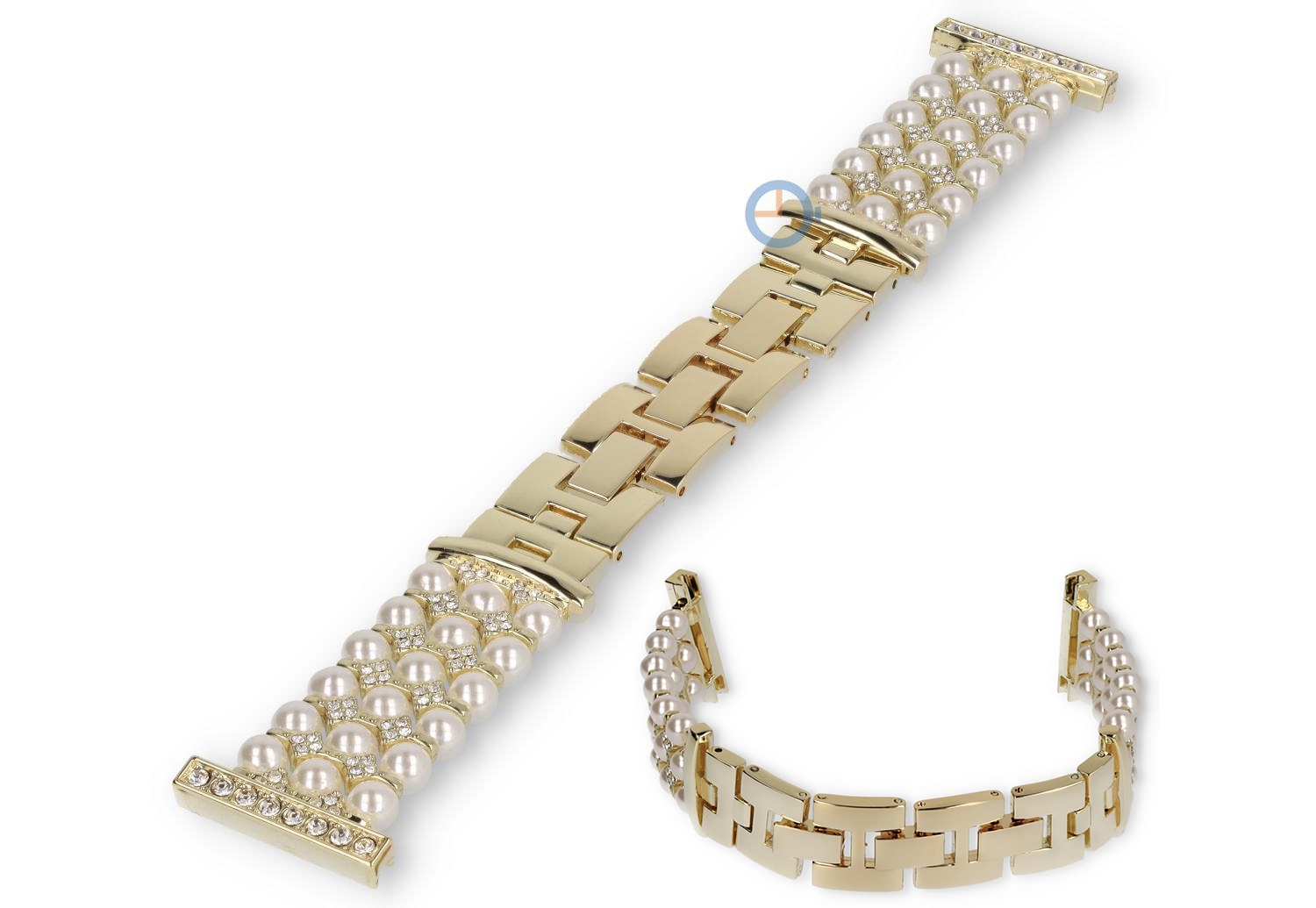 22mm beaded bracelet for watches - gold pearl