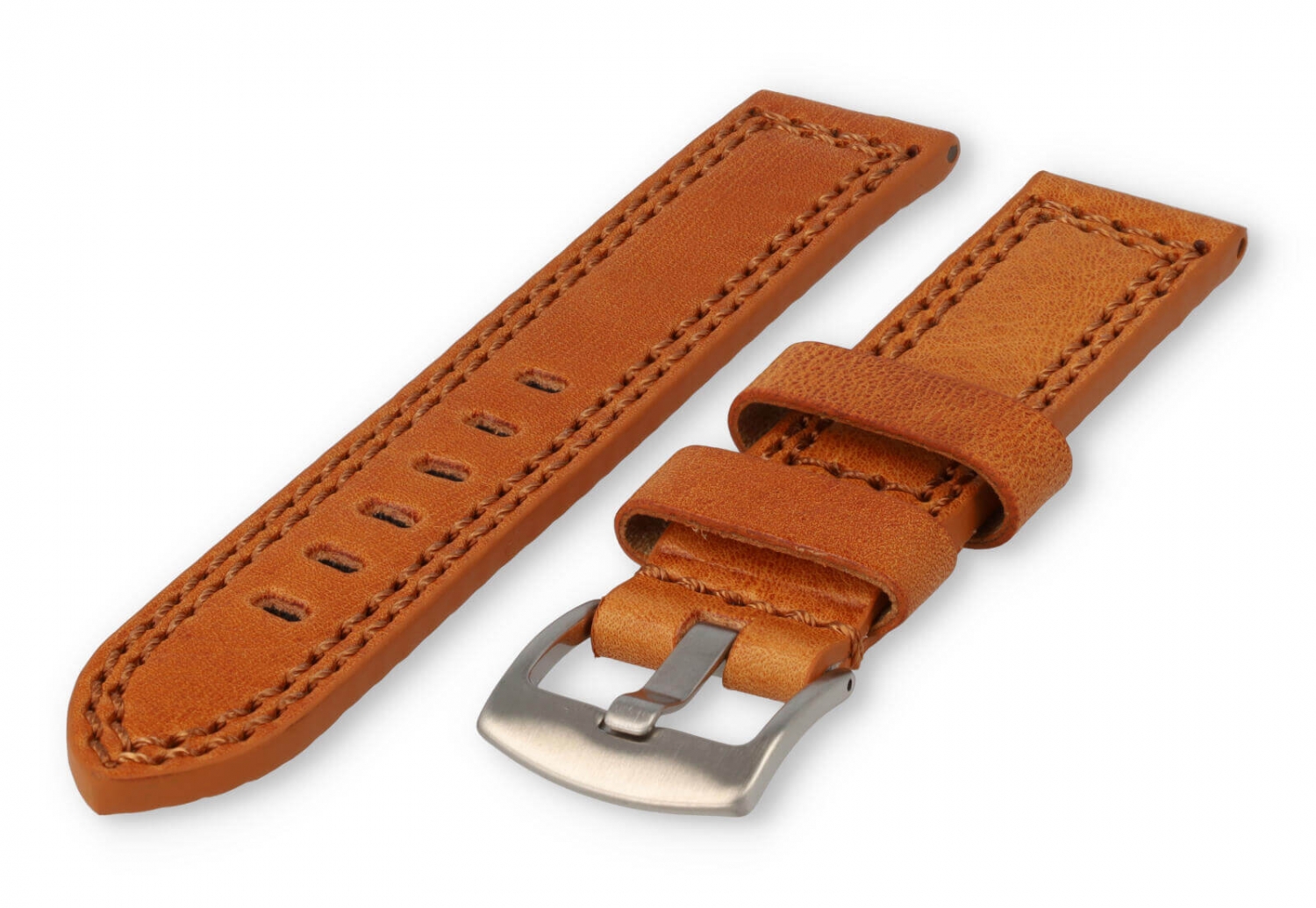 Robust leather watch band 20mm cognacbrown leather