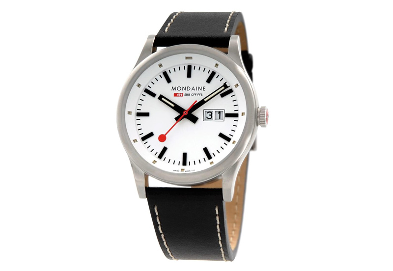 Mondaine 22mm watchstrap black brushed