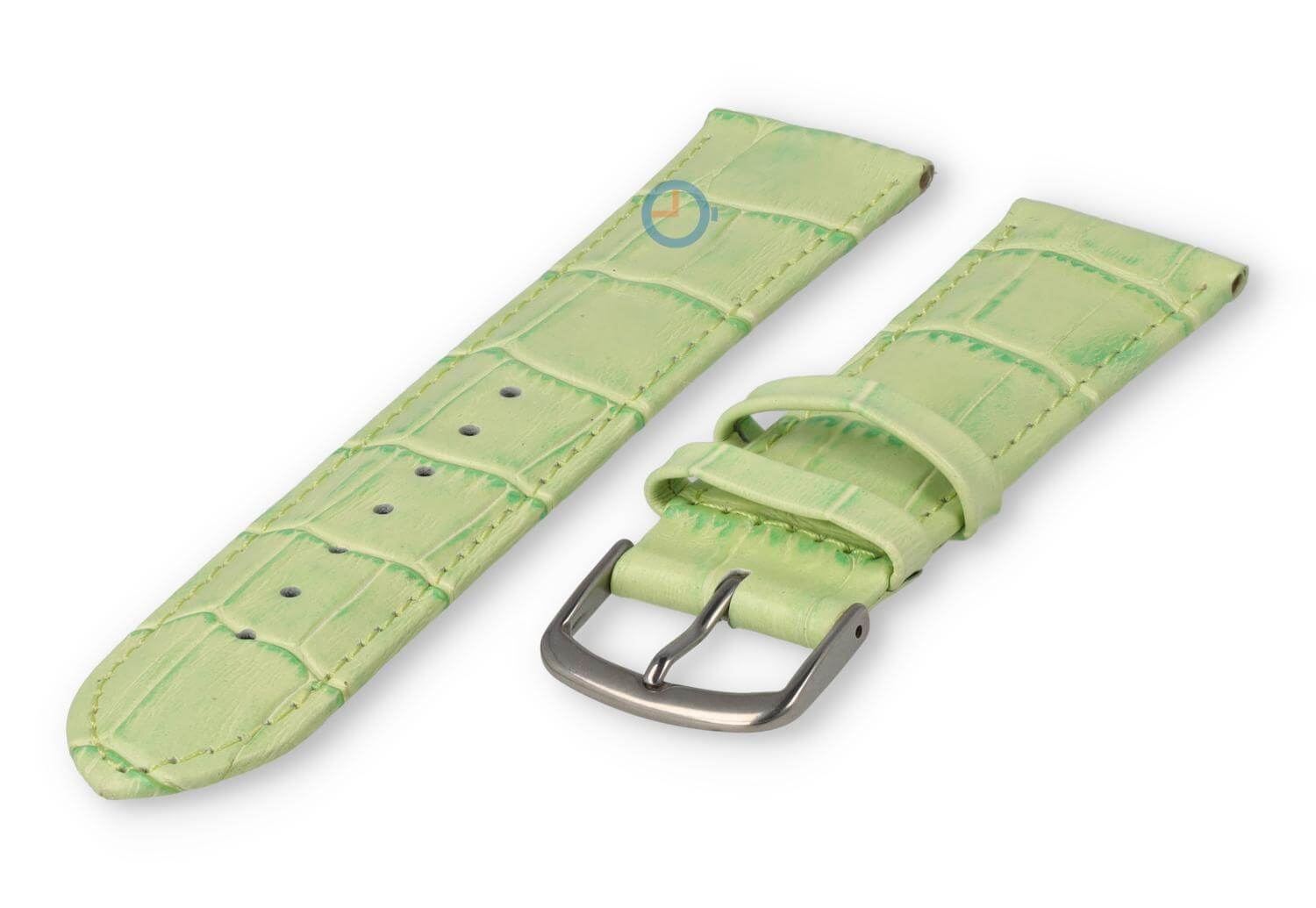 Leather watch strap croco - 20mm - apple green