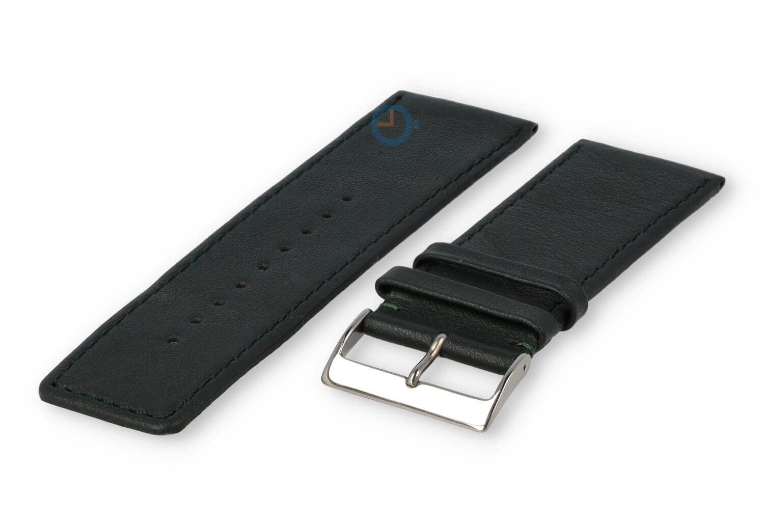 30mm watch strap smooth leather - dark green