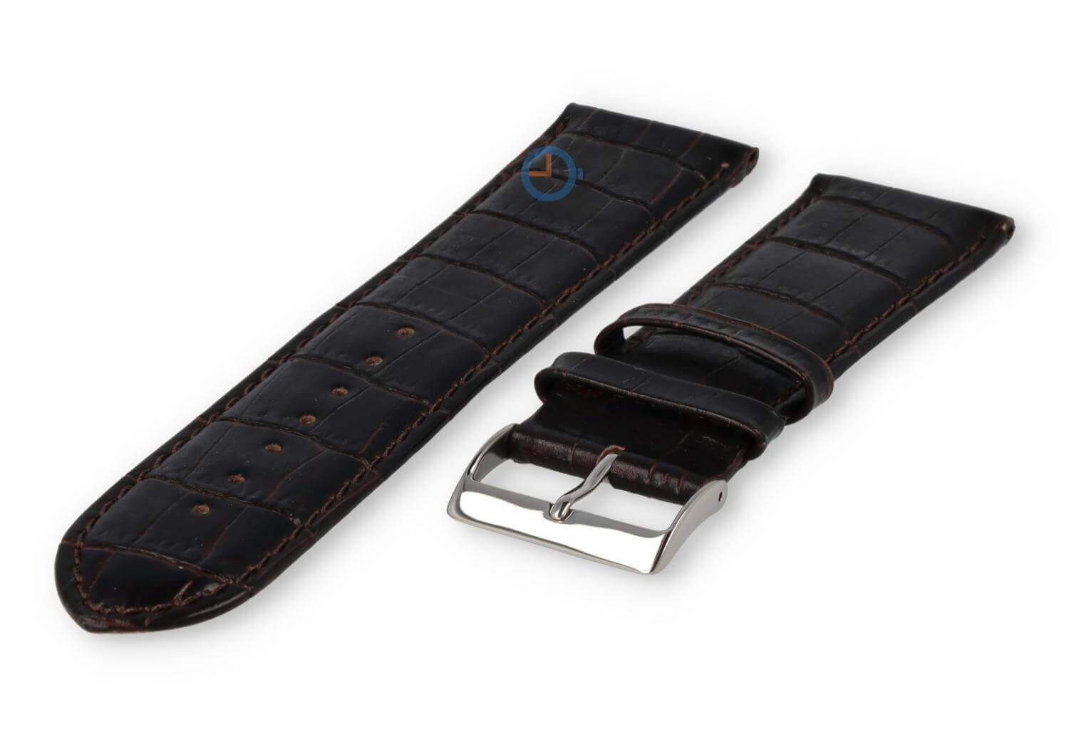 Calfskin watch strap - 26mm - dark brown