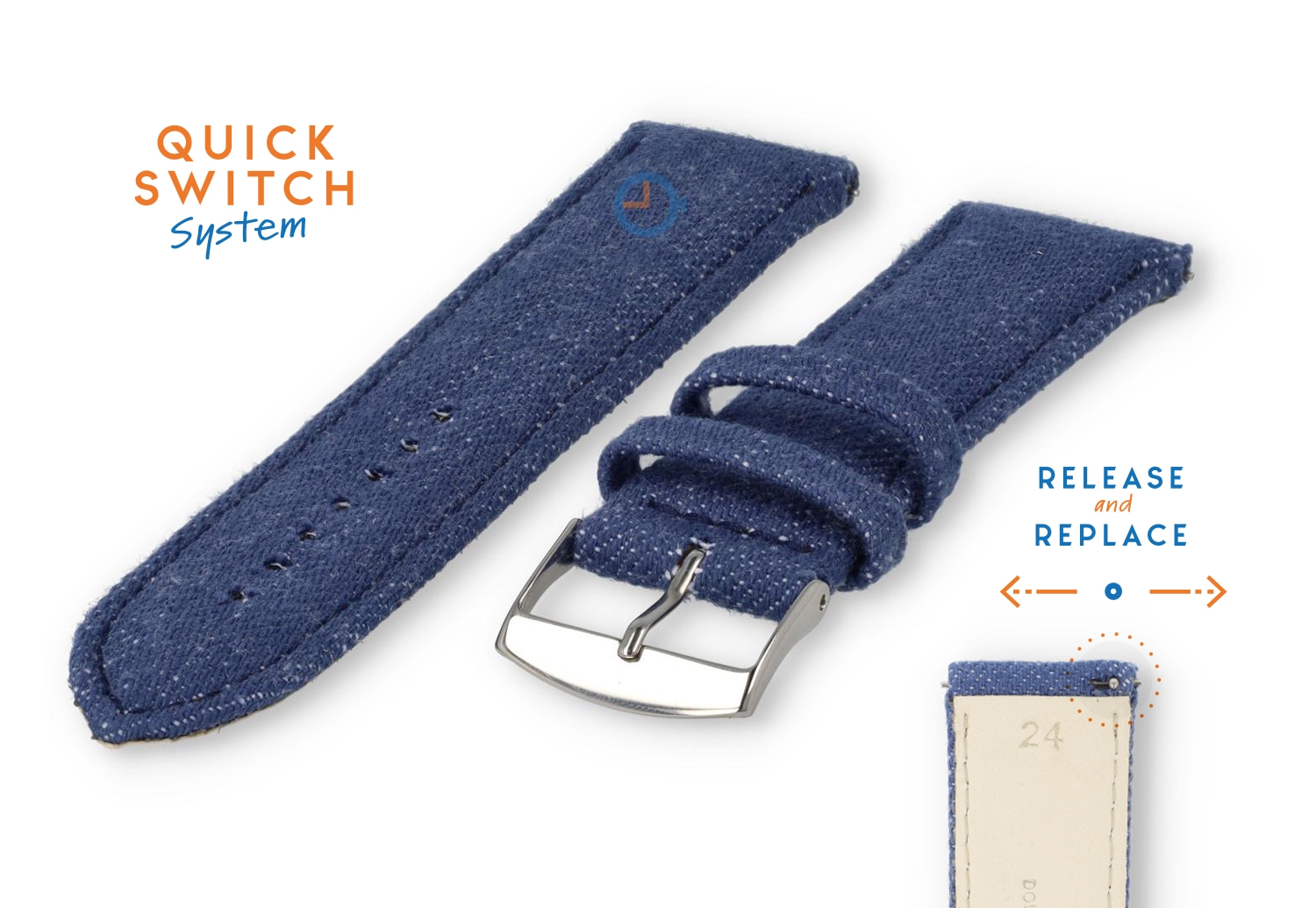Watchstrap 24mm denim jeans blue