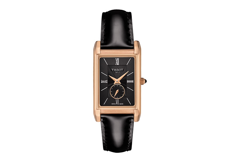 Tissot watch strap T9233357605800 black leather