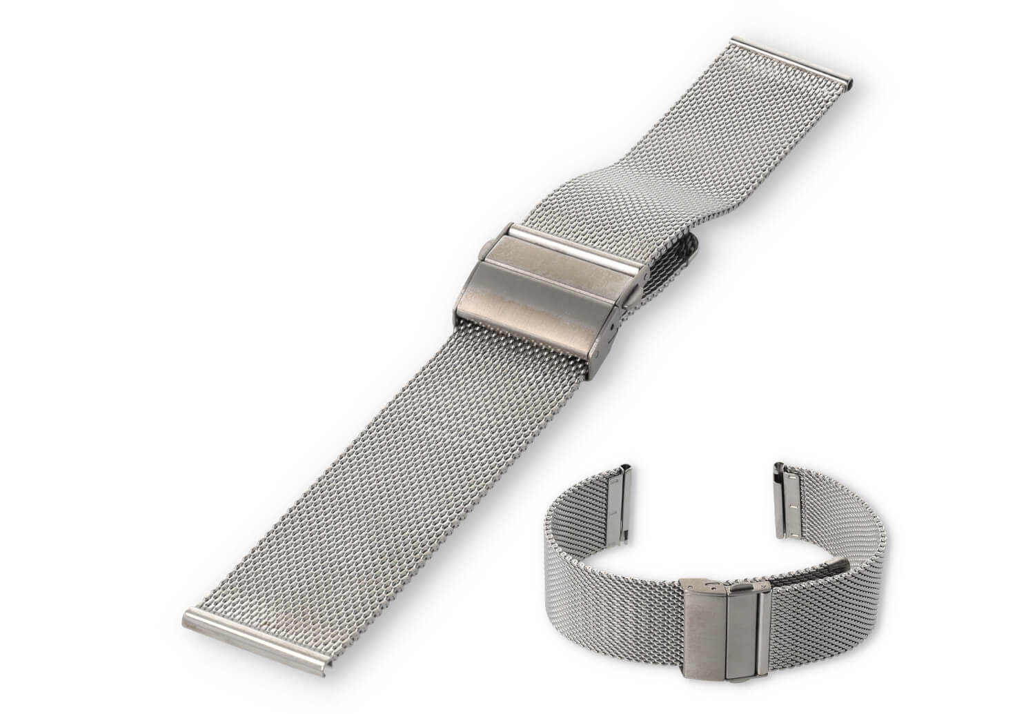 Mesh watch strap 20mm silver - Adjustable security clasp