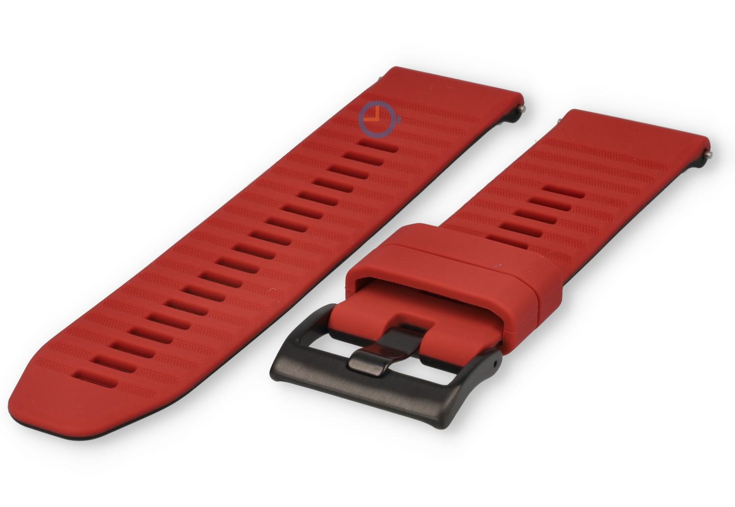 24mm silicone watch strap - red black - quick-release