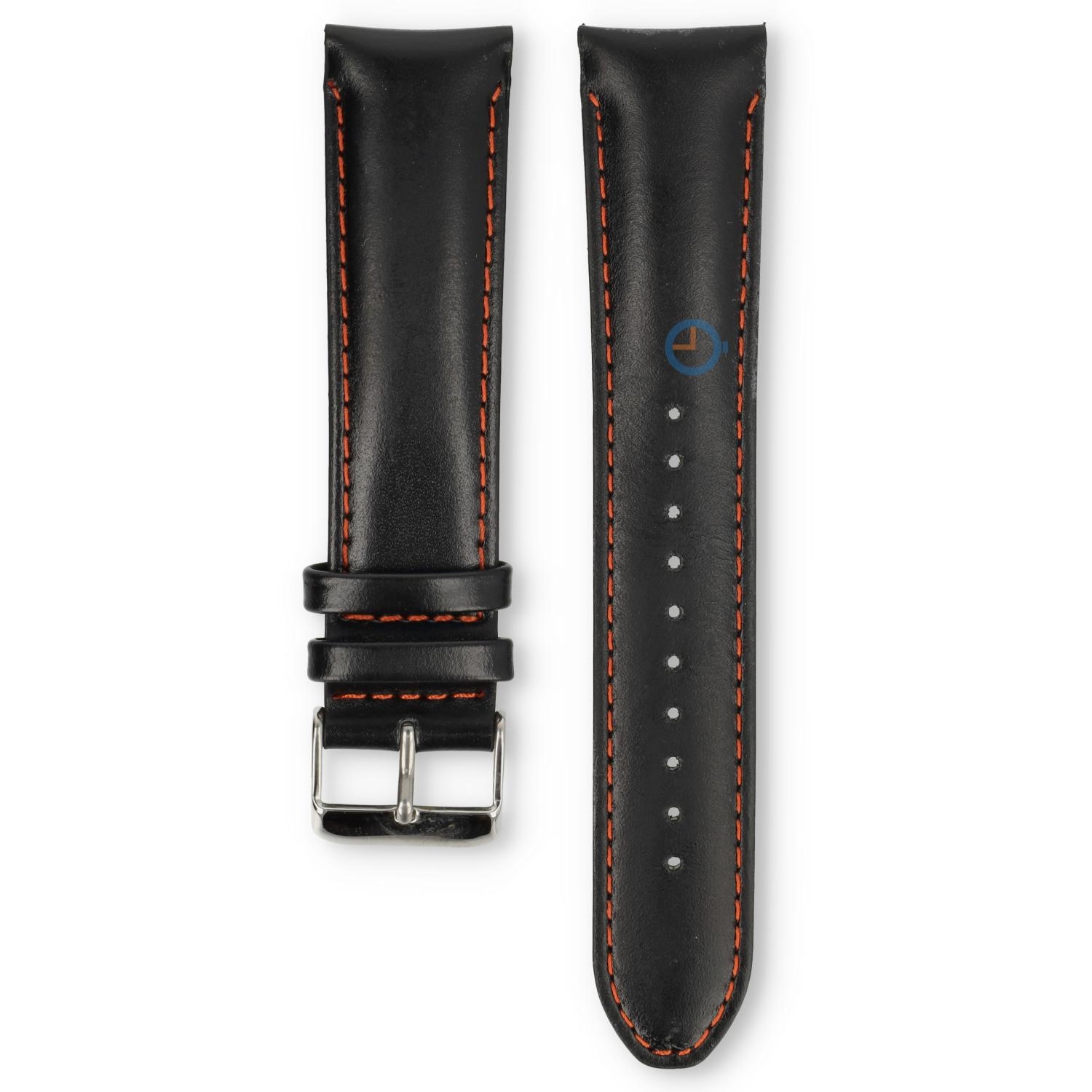 Universal 22mm black leather watch strap - Lorus