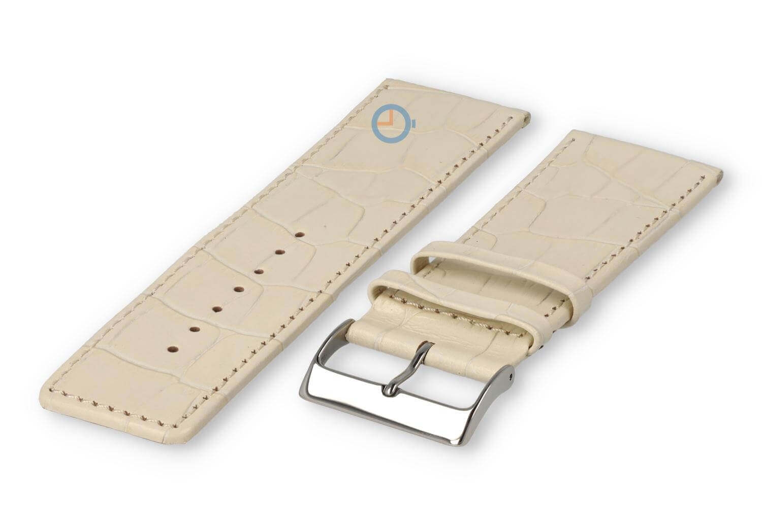 Deluxe croco watch strap - 30mm - cream-coloured