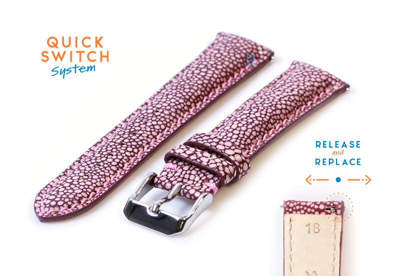 Watchstrap 18mm pink stingray leather