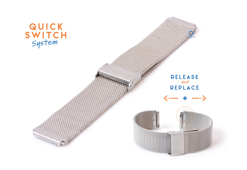 Watchstrap 18mm mesh silver