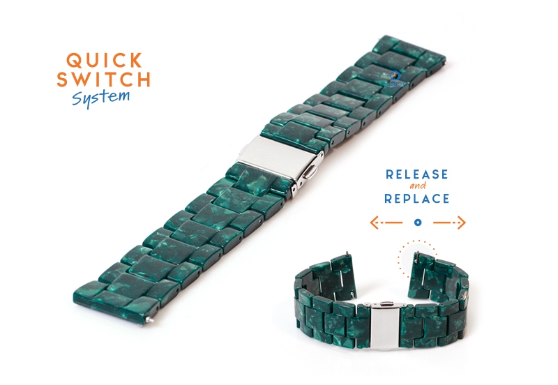 watchstrap 20mm resin granite green