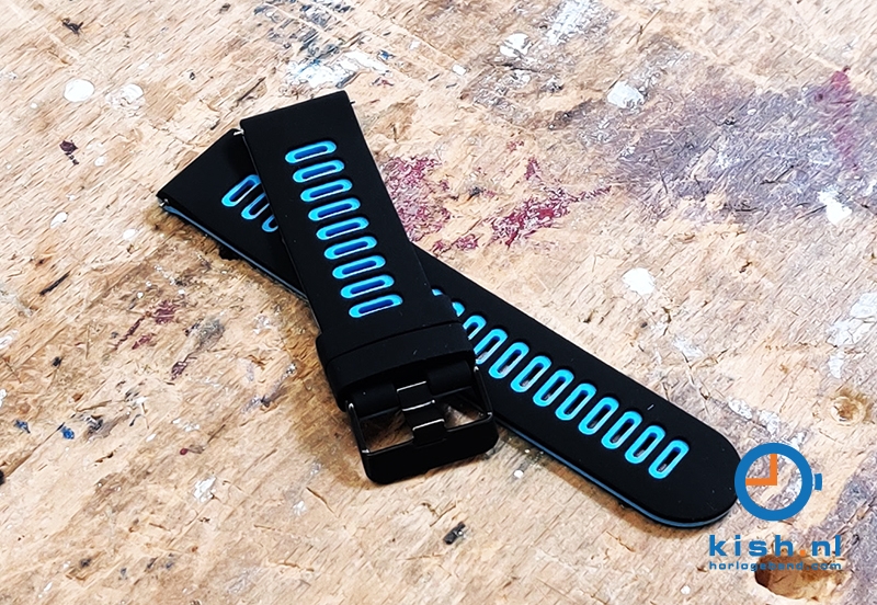 20mm siliconen horlogeband - zwart/blauw