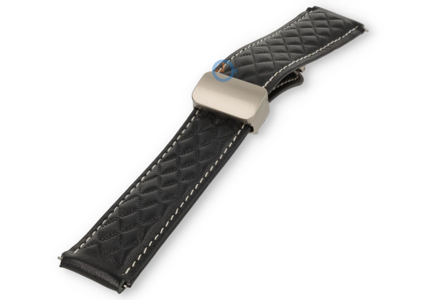 Magnetic watch strap luxury leather - 20mm - Black