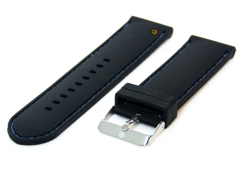 Watchstrap 22mm black-blue silicone