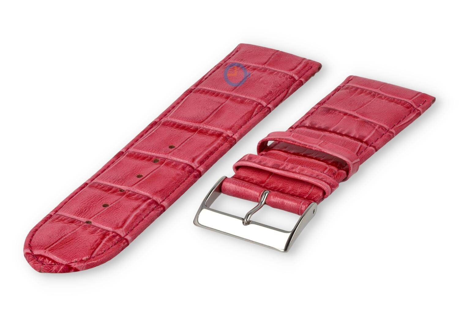 Basic croco watch strap - 24mm - raspberry