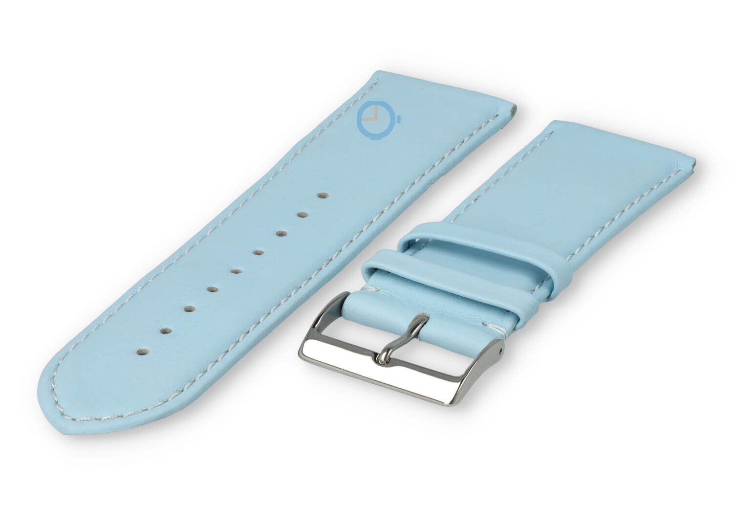 28mm watch strap smooth leather - ice blue