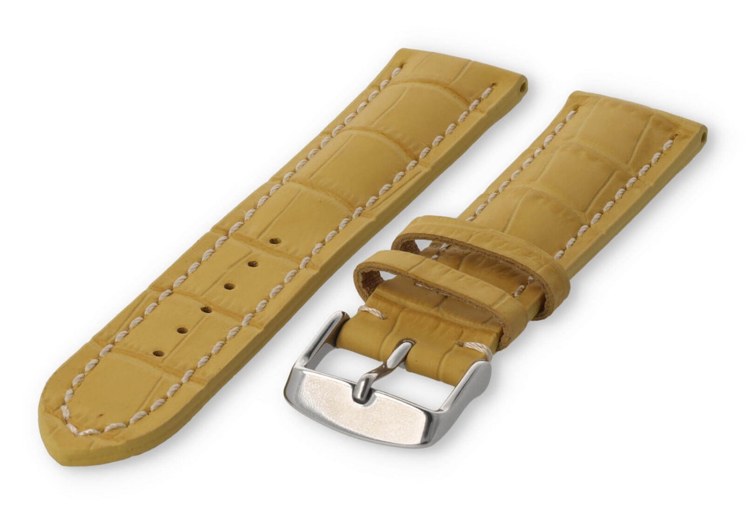 Watch band with crocoprint 20mm yellow leather