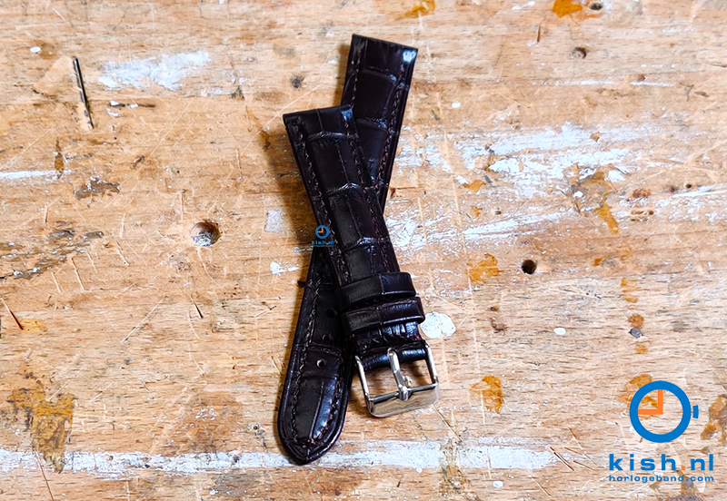 Horlogeband 18mm croco leer donkerbruin