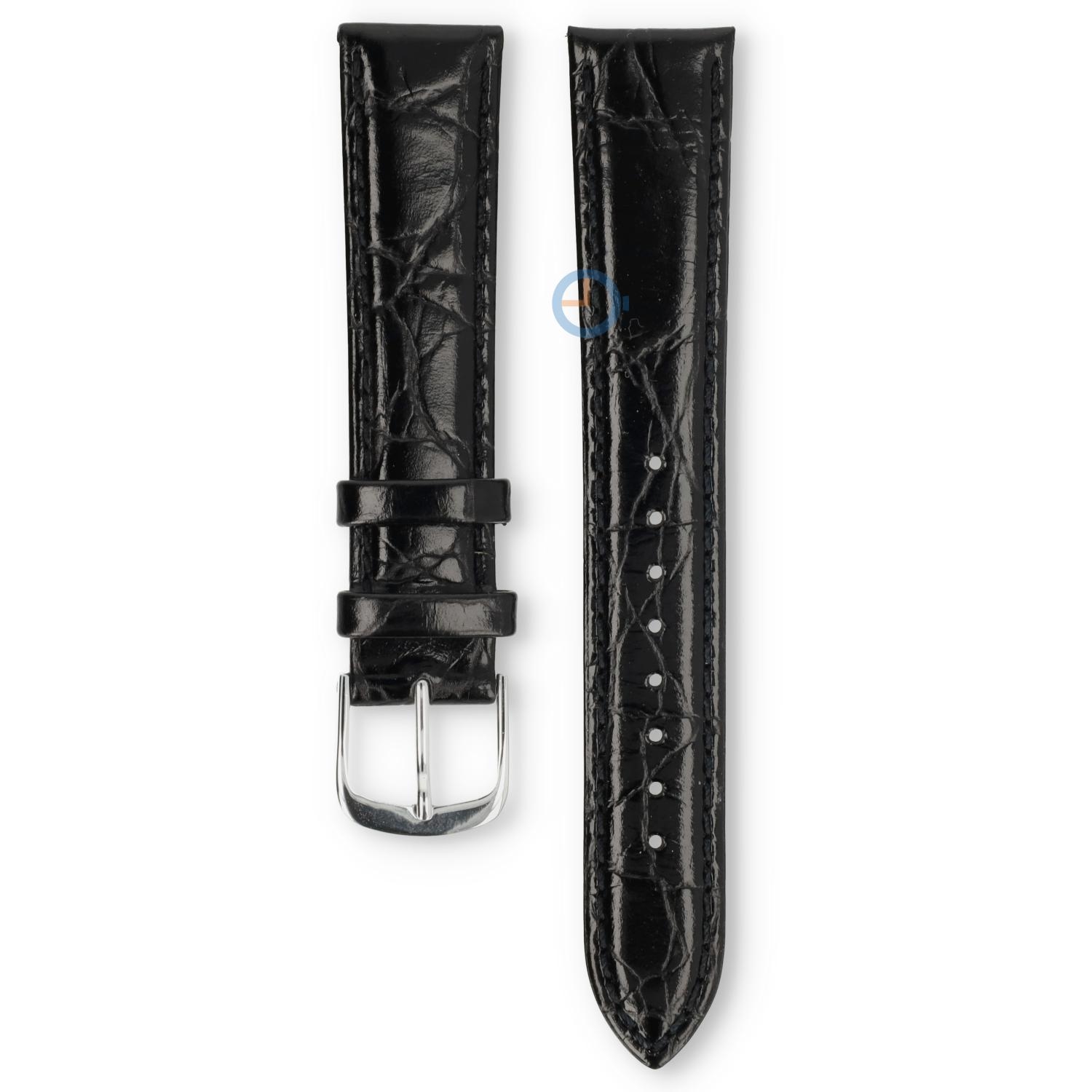 Universal 18mm black leather watch strap - Pulsar