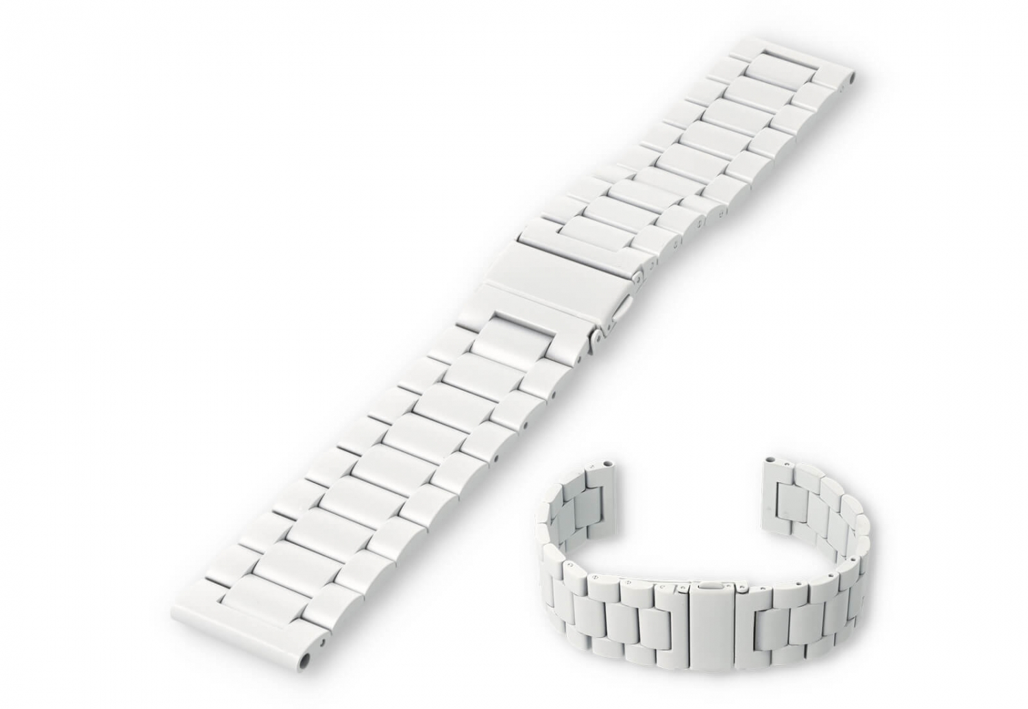 Watch strap 22mm matt steel - white