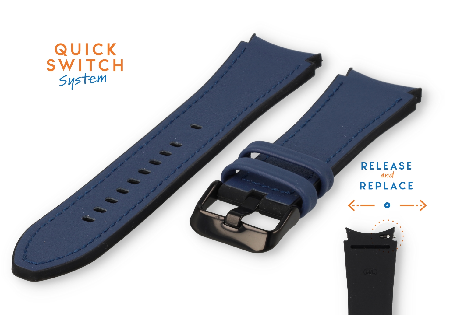 Samsung Galaxy watch 4 watch band leather darkblue - 20mm