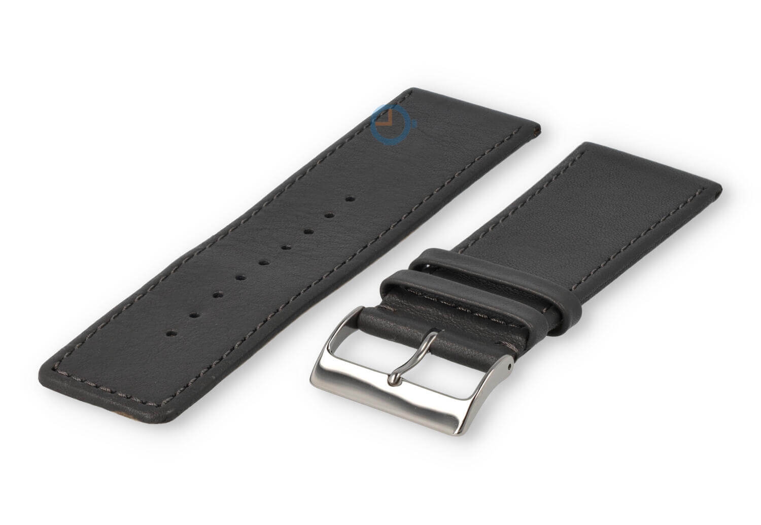 30mm watch strap smooth leather - darkgrey