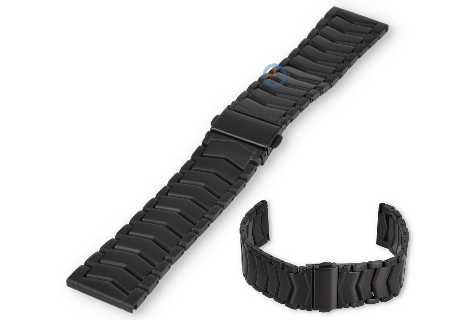 22mm V-link watch strap - black metal