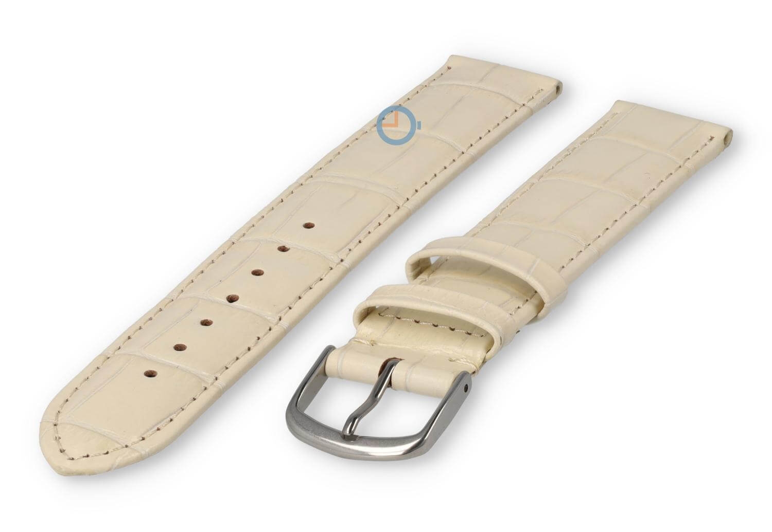 XL leather strap with frizzled print - 16mm - cream-coloured