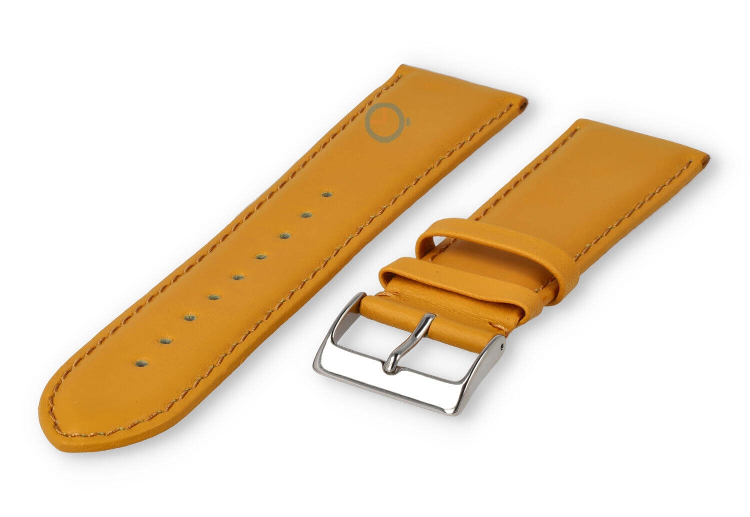 22mm watch strap smooth leather - mustard yellow
